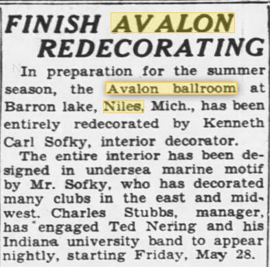 Avalon Ballroom at Barron Lake - 21 May 1937 Article (newer photo)